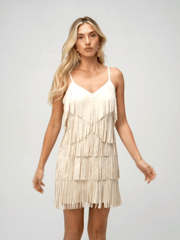 Promotion Idyllwind Women's Brixworth Ivory Fringe Festival Dress | Off White Promotion Idyllwind Women's Brixworth Ivory Fringe Festival Dress | Off White