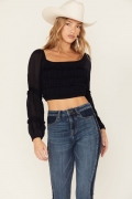 Promotion Idyllwind Women's Nash Romantic Ruffle Crop Top | Indigo