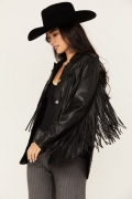 Promotion Idyllwind Women's Amburn Leather Fringe Shacket | Black