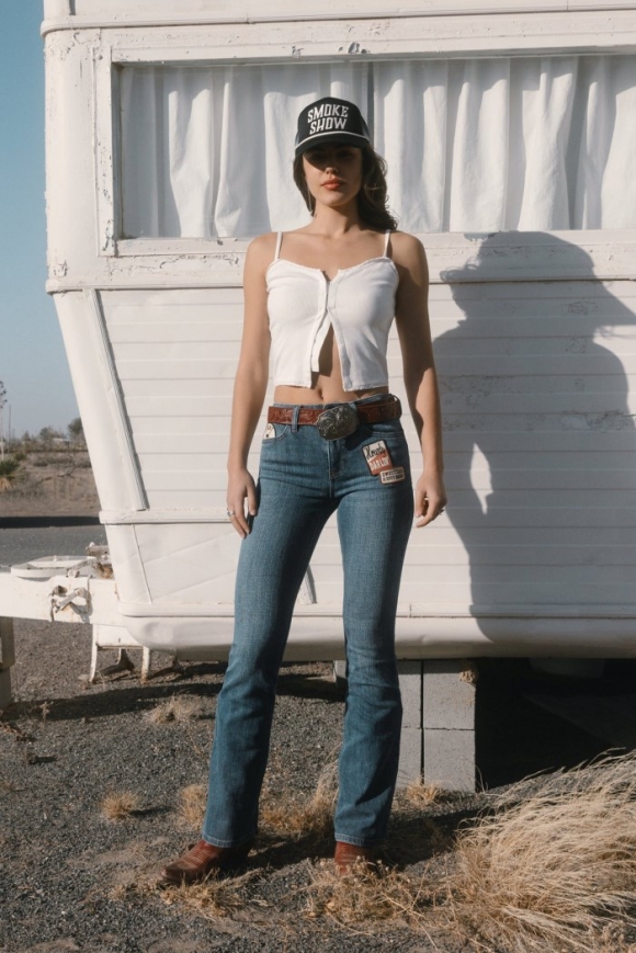 Promotion Idyllwind Women's Ellwood Dark Wash High Rise Patch Bootcut Super Stretch Denim Jeans | Dark Wash