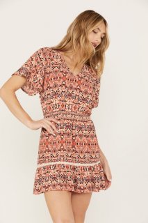 Promotion Idyllwind Women's Blossom Flutter Sleeve Smocked Dress | Maroon