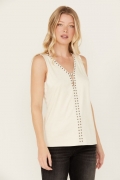 Promotion Idyllwind Women's Lilywood Beaded Front Faux Suede Tank Top | Off White
