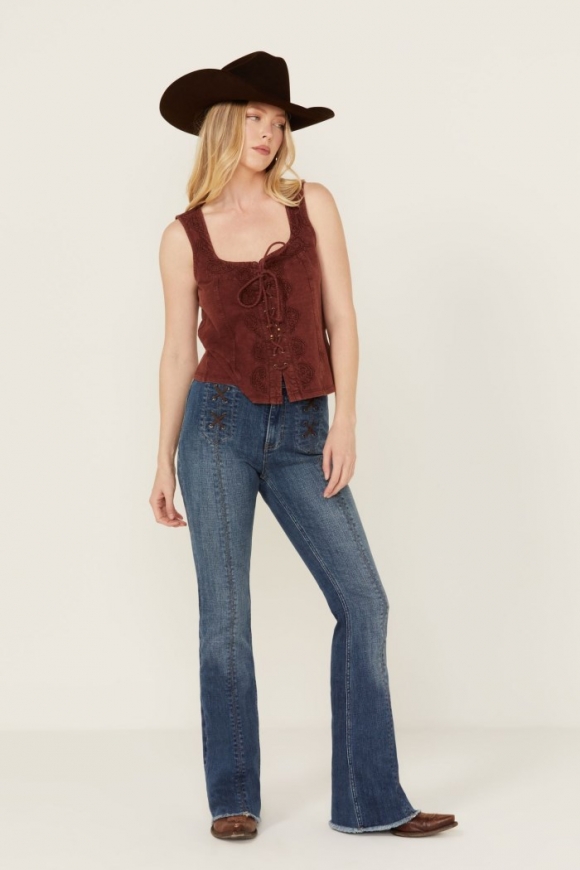 Promotion Idyllwind Women's Dark Wash Outlaw Super High Rise Bootcut Stretch Denim Jeans | Dark Wash