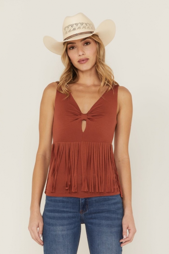 Promotion Idyllwind Women's Bluebell Twist & Fringe Top | Pecan