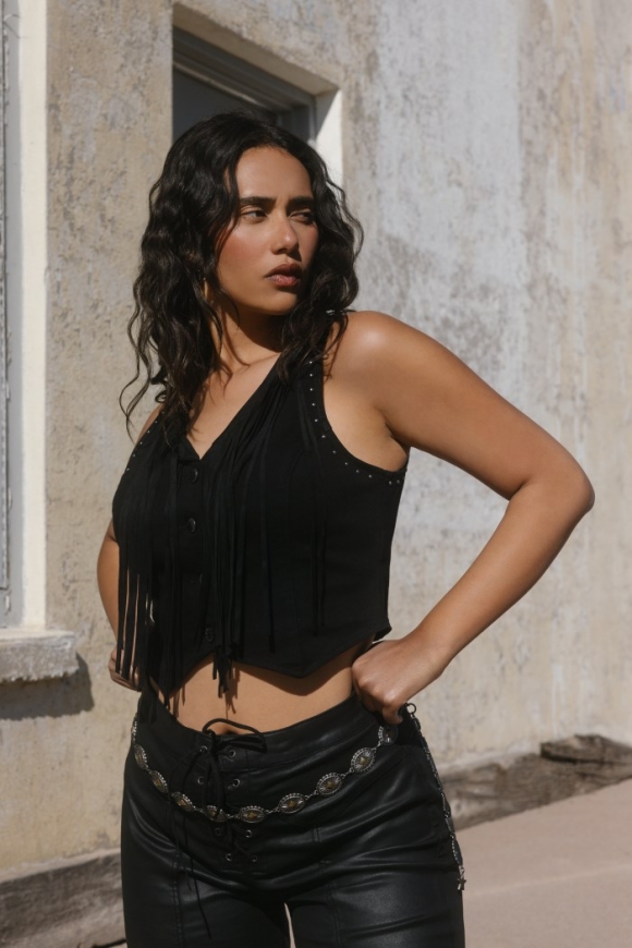 Promotion Idyllwind Women's Fringe Denim Bustier | Black