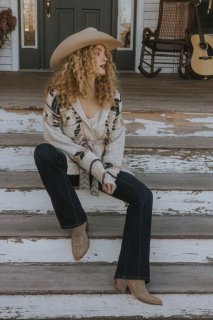 Promotion Idyllwind Women's Nora Southwestern Print Belted Sweater | Ivory