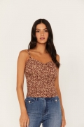 Promotion Idyllwind Women's Floral Print Smocked Tank Top | Brandy Brown