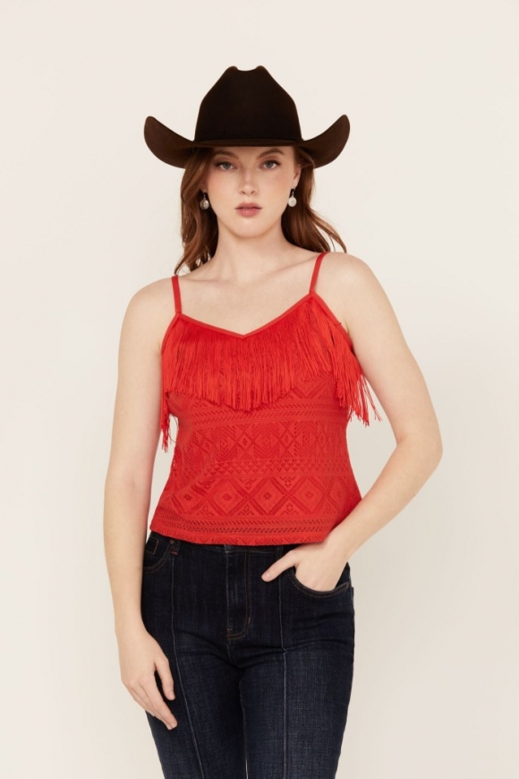 Promotion Idyllwind Women's Redmond Lace Fringe Cami | Dark Orange Promotion Idyllwind Women's Redmond Lace Fringe Cami | Dark Orange