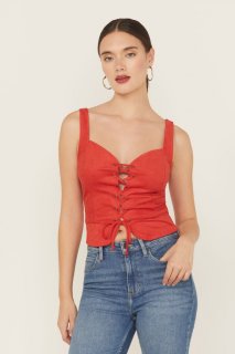 Promotion Idyllwind Women's Eastland Faux Suede Lace-Up Corset | Coral
