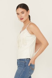 Promotion Idyllwind Women's Studded Fringe Faux Suede Tank Top | Ivory