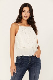 Promotion Idyllwind Women's Magda Embroidered Peplum Tank | Ivory Promotion Idyllwind Women's Magda Embroidered Peplum Tank | Ivory