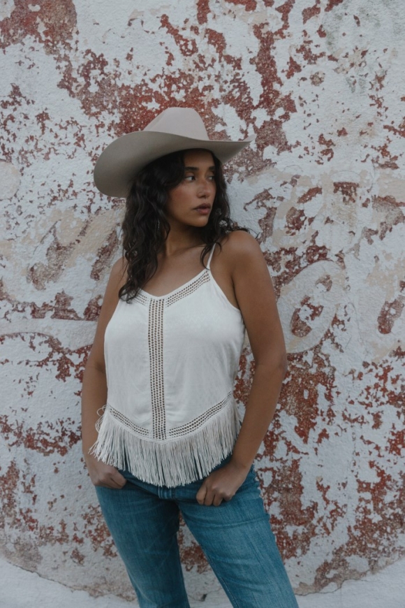 Promotion Idyllwind Women's Briarwick Jacquard Print Fringe And Lace Tank Top | Ivory