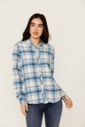 Promotion Idyllwind Women's Viola Featherlight Blue Plaid Print Pearl Snap Western Shirt | Indigo