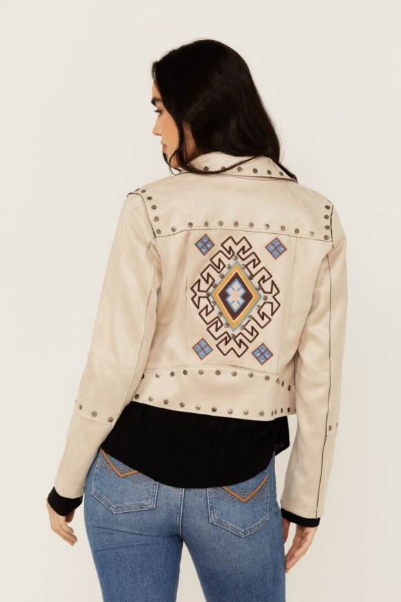Promotion Idyllwind Women's Yorkshire Studded And Embroidered Moto Jacket | Nude
