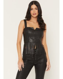 Promotion Idyllwind Women's Roycroft Faux Leather Fringe Bustier | Black