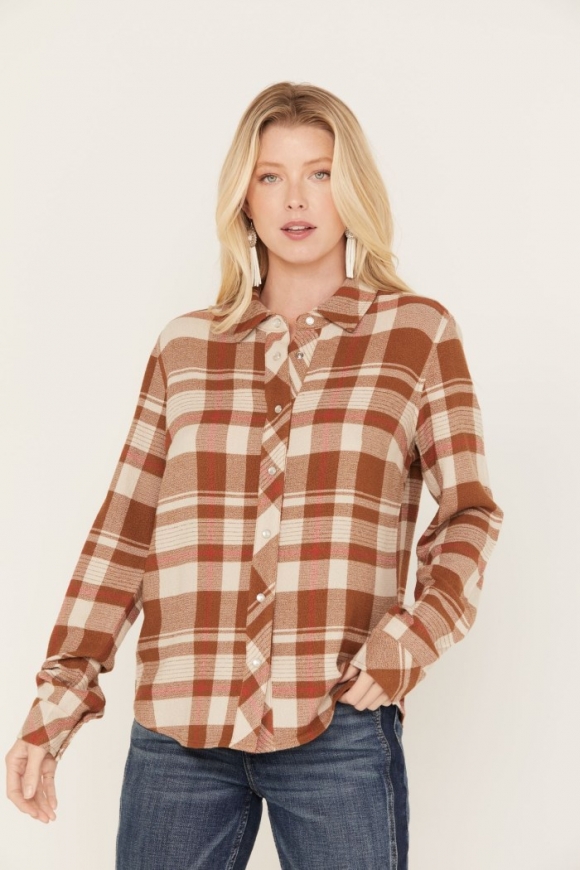 Promotion Idyllwind Women's Woodlands Feather Light Plaid Western Top | Slate