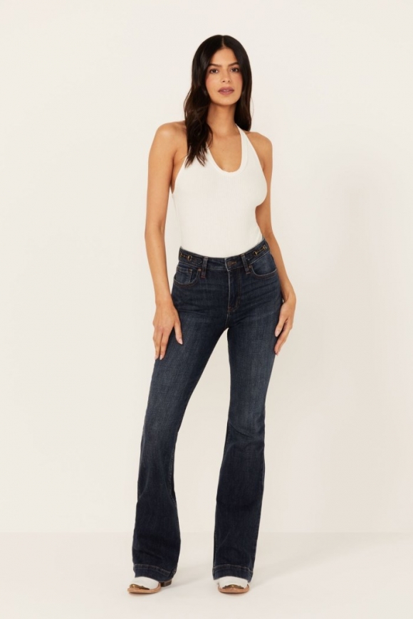 Promotion Idyllwind Women's Hermosa Dark Wash High Rise Bootcut Horsebit Comfort Stretch Denim Jeans | Dark Wash