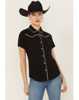 Promotion Idyllwind Women's Black Featherlight Short Sleeve Snap Stretch Shirt | Black