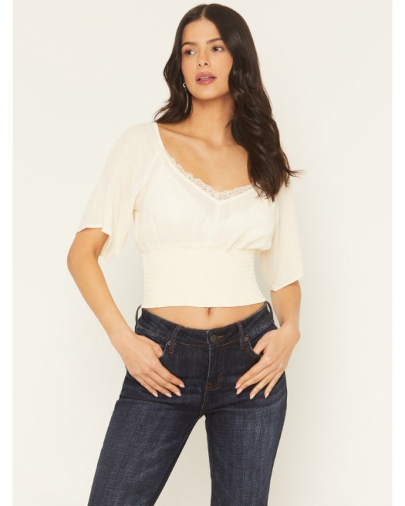 Promotion Idyllwind Women's Ridley Short Sleeve Crinkle Shirt | Cream Promotion Idyllwind Women's Ridley Short Sleeve Crinkle Shirt | Cream