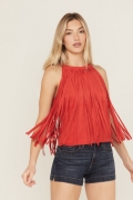Promotion Idyllwind Women's Madie Faux Suede Fringe Tank | Coral
