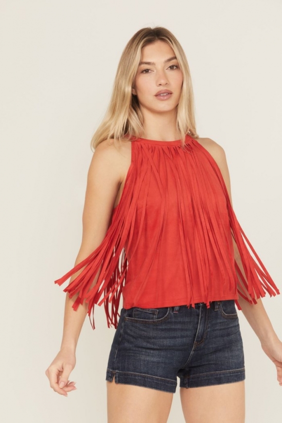 Promotion Idyllwind Women's Madie Faux Suede Fringe Tank | Coral