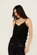 Promotion Idyllwind Women's Stafford Fringe Faux Suede Cropped Tank | Black