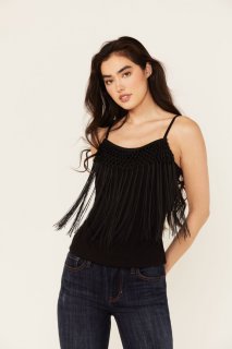 Promotion Idyllwind Women's Farriswood Fringe Tank Top | Black Promotion Idyllwind Women's Farriswood Fringe Tank Top | Black
