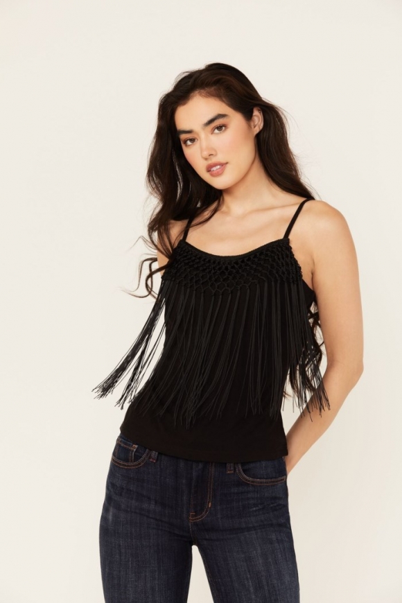 Promotion Idyllwind Women's Farriswood Fringe Tank Top | Black