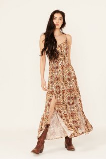 Promotion Idyllwind Women's Roxanne Tapestry Print Sleeveless Maxi Dress | Lt Brown