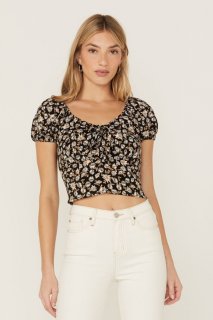 Promotion Idyllwind Women's Bay Cove Crop Peasant Top | Black