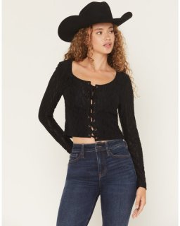 Promotion Idyllwind Women's Wind Song Lace Long Sleeve Lace-Up Shirt | Black Promotion Idyllwind Women's Wind Song Lace Long Sleeve Lace-Up Shirt | Black