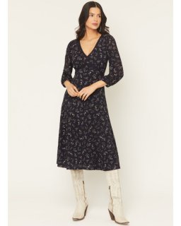 Promotion Idyllwind Women's Partner DItsy Floral Print Long Sleeve Midi Dress | Indigo