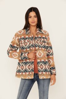 Promotion Idyllwind Women's Southwestern Striped Shacket | Medium Brown
