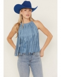 Promotion Idyllwind Women's Madie Faux Suede Fringe Tank | Steel Blue Promotion Idyllwind Women's Madie Faux Suede Fringe Tank | Steel Blue