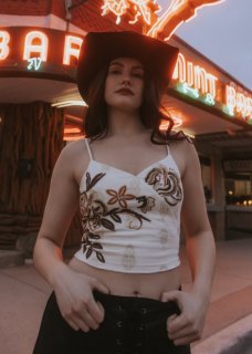 Promotion Idyllwind Women's Jessamine Embroidered Beaded Crop Top | Ivory