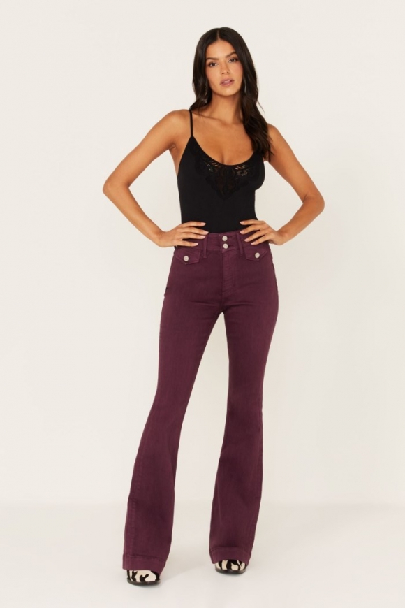 Promotion Idyllwind Women's High Rise Flap Pocket Outlaw Flare Jeans | Purple
