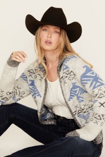 Promotion Idyllwind Women's Lyle Thunderbird Zip Front Knit Sweater | Heather Grey