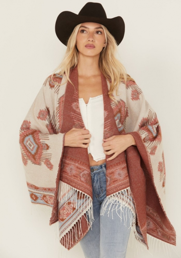 Promotion Idyllwind Women's Austin Southwestern Print Fringe Shawl | Ivory