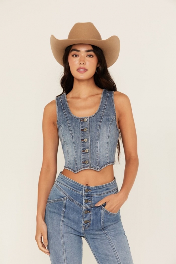 Promotion Idyllwind Women's Ivywood Medium Wash Stretch Denim Vest | Medium Wash