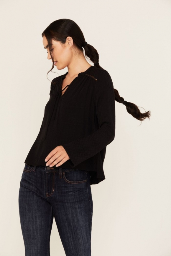 Promotion Idyllwind Women's Buckeye Jacquard Long Sleeve Top | Black