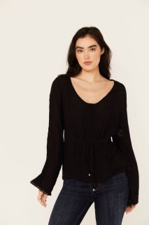 Promotion Idyllwind Women's Sharondale Embroidered Long Sleeve Button-Down Shirt | Black