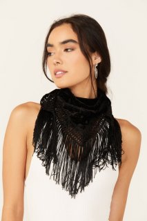 Promotion Idyllwind Women's Camillia Velvet Burnout Fringe Scarf | Black
