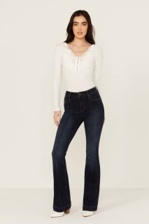 Promotion Idyllwind Women's Regent Dark Wash Gypsy High Rise Seamed Bootcut Comfort Stretch Denim Jeans | Dark Wash