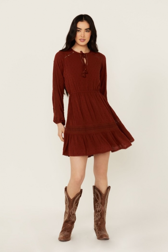 Promotion Idyllwind Women's Riker Long Sleeve Mini Dress | Brandy Brown