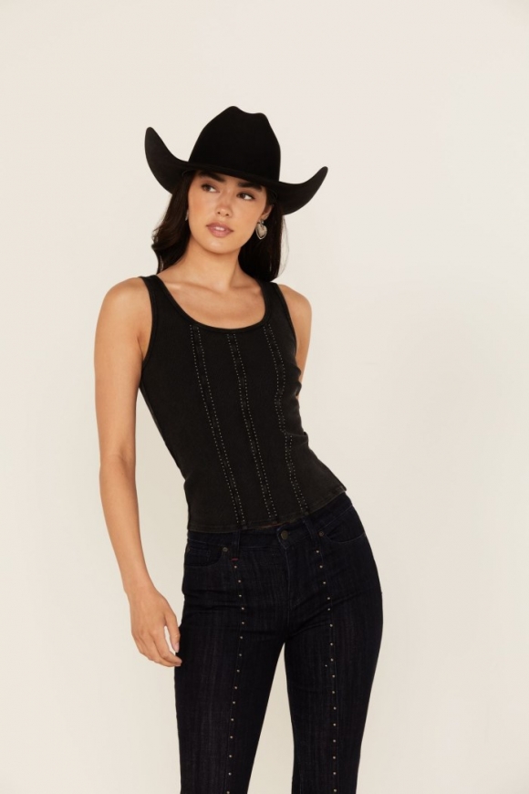 Promotion Idyllwind Women's Sevier Studded Ribbed Tank Top | Black