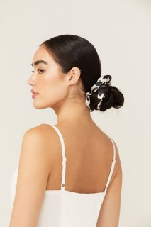 Promotion Idyllwind Women's Palmetto Cow Print Oversized Scrunchie Set - 2 Piece | Black/white