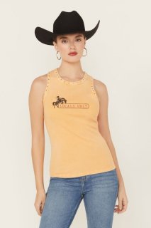 Promotion Idyllwind Women's Locals Only Graphic Ribbed Tank | Medium Yellow