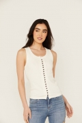 Promotion Idyllwind Women's Edna Button Front Ribbed Tank | Ivory