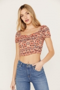 Promotion Idyllwind Women's Rose Printed Crop Top | Maroon Promotion Idyllwind Women's Rose Printed Crop Top | Maroon