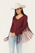 Promotion Idyllwind Women's Elsie Kimono Fringe Top | Maroon